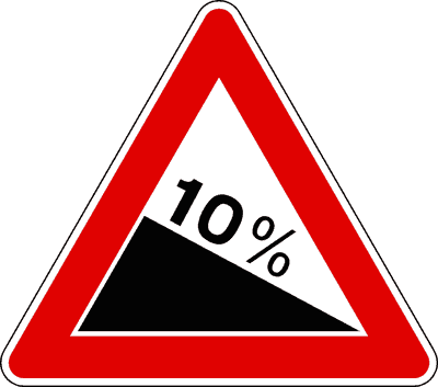 Illustrazione: Discesa pericolosa con pendenza del 10%