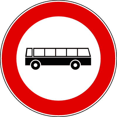 Illustrazione: Divieto di transito agli autobus