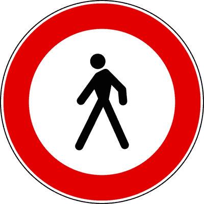 Illustrazione: Divieto di transito ai pedoni