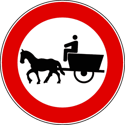 Illustrazione: Divieto di transito ai veicoli a trazione animale