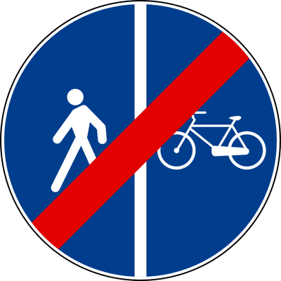 Illustrazione: Fine della pista ciclabile accanto al marciapiede