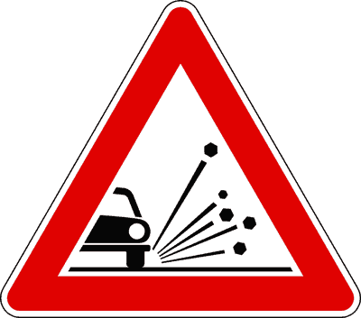 Illustrazione: Materiale instabile sulla strada