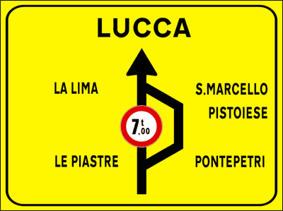 Illustrazione: Preavviso di deviazione per veicoli di massa superiore a 7 t