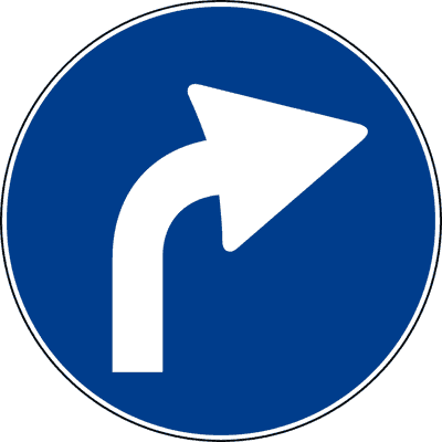 Illustrazione: Preavviso direzione obbligatoria a destra