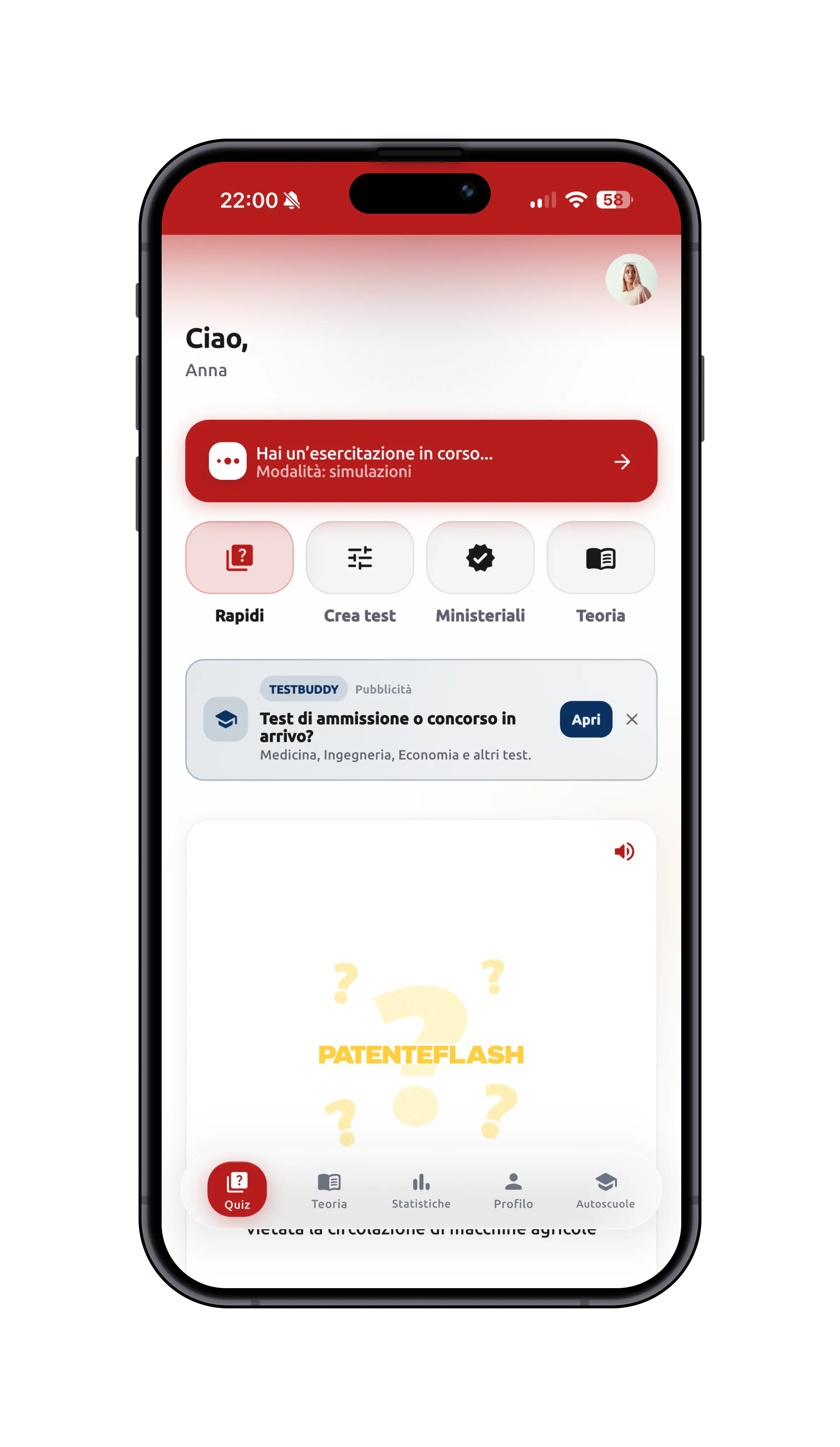 App PatenteFlash — quiz, teoria e simulazioni
